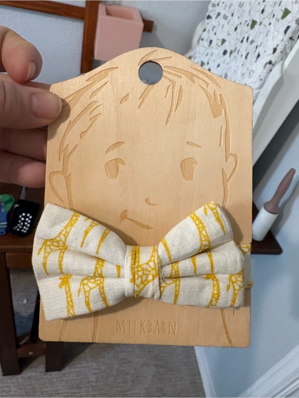 Milkbarn Yellow Patterned Giraffe Bow Tie for Kids
